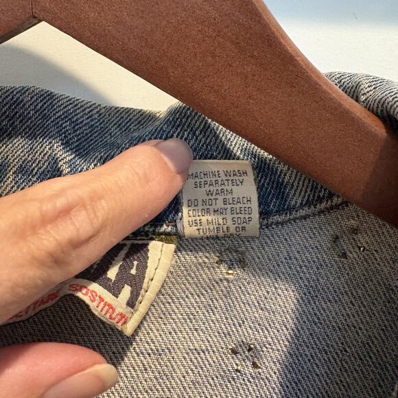 Vtg 80s Forenza Studded Denim Jacket Small Hearts Stars Western Oversized Italy - Picture 13 of 14